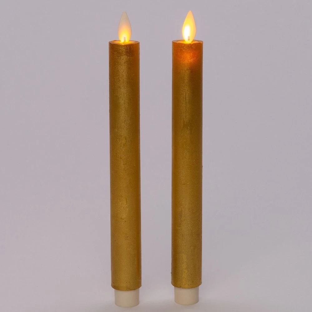 Anna’s Collection 2st. LED Rustiek Wax Diner Kaars Goud H23 Cm 4 Anna’s Collection 2st. LED Rustiek Wax Diner Kaars Goud H23 Cm - Afbeelding 2