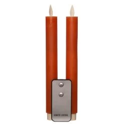 Anna’s Collection 2st. LED Rustiek Wax Diner Kaars Oranje H23 Cm