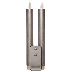 Anna’s Collection 2st. LED Rustiek Wax Diner Kaars Zilver H23 Cm