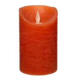 Anna’s Collection 3st. LED Rustiek Wax Stompkaars Oranje - Ø 7,5 X H 10/12,5/15 Cm