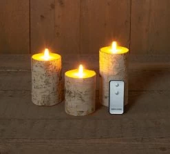 Berken LED-kaarsenset Met Bewegende Vlam 7,5 X 10/12,5/15 Cm Wit Met Afstandbediening