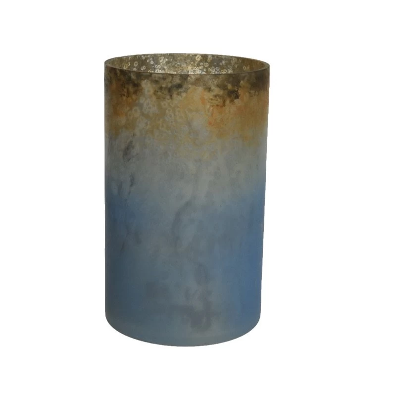 Decoris Theelichthouder Glas Colorful Antique - Mistig Blauw 3 Decoris Theelichthouder Glas Colorful Antique - Mistig Blauw