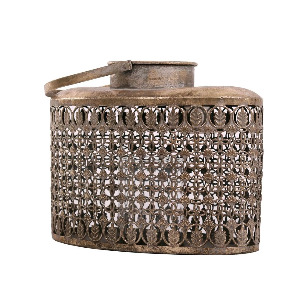 Lantaarn Metaal White Gold - 31 X 17,7 X 46,5 Cm 4 Lantaarn Metaal White Gold - 31 X 17,7 X 46,5 Cm - Afbeelding 2