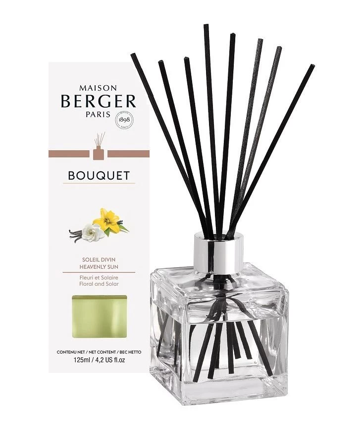 Maison Berger Paris Parfumverspreider Met Sticks Cube 125ml - Soleil Divin 3 Maison Berger Paris Parfumverspreider Met Sticks Cube 125ml - Soleil Divin