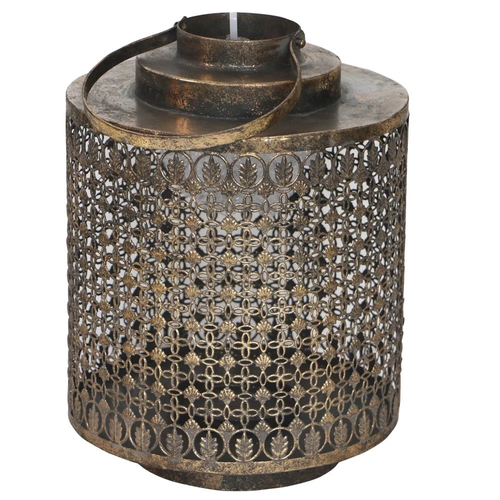 Lantaarn Metaal White Gold - H 47,5 X D 26 Cm 3 Lantaarn Metaal White Gold - H 47,5 X D 26 Cm