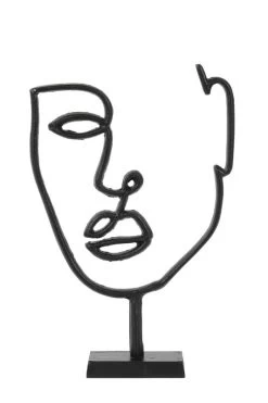 Ornament FACE Mat Zwart - 37 X 24 X 6 Cm