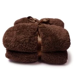 Unique Living Plaid Teddy Print Bison Brown 3 - 150 X 200 Cm