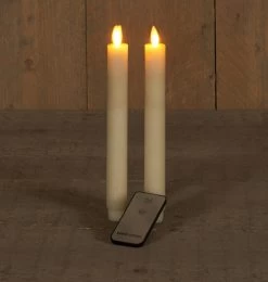 Anna’s Collection 2st. LED Rustiek Wax Diner Kaars Ivoor H23 Cm