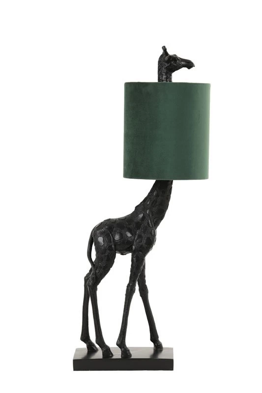 Tafellamp GIRAFFE Zwart + Velvet Donker Groen - 26 X 16 X 61 Cm 3 Tafellamp GIRAFFE Zwart + Velvet Donker Groen - 26 X 16 X 61 Cm