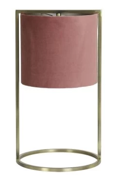 Tafellamp SANTOS Antiek Brons + Kap Oud Roze - 25 X 25 X 45 Cm