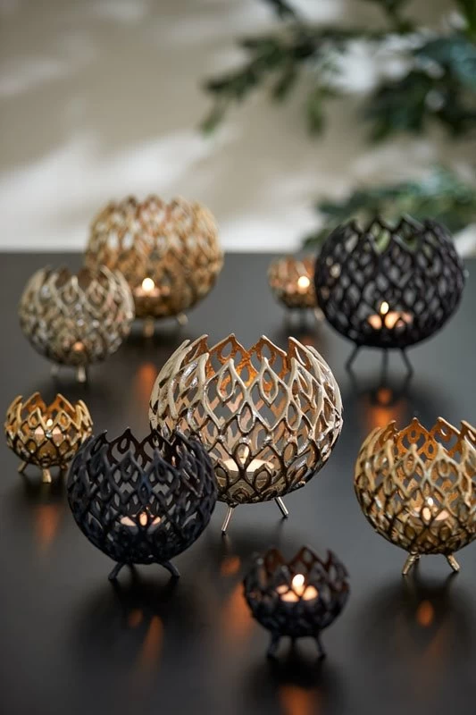 Theelicht SIAM Licht Goud - 20 X 20 X 18 Cm 4 Theelicht SIAM Licht Goud - 20 X 20 X 18 Cm - Afbeelding 2