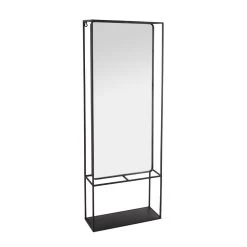 Wandrek Zwart Metaal Met Spiegel 40x15xH115cm
